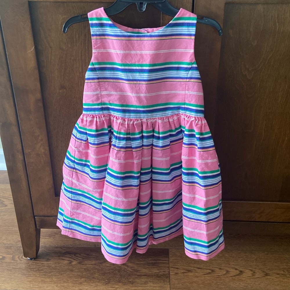 Polo by Ralph Lauren Pink Striped Cotton Dress with Blue & Green Accents